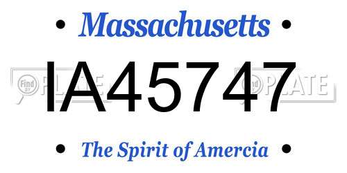 IA45747 Massachusetts License Plate