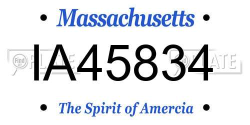 IA45834 Massachusetts License Plate