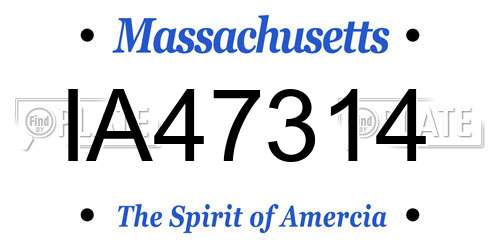 IA47314 Massachusetts License Plate
