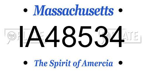 IA48534 Massachusetts License Plate