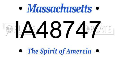 IA48747 Massachusetts License Plate