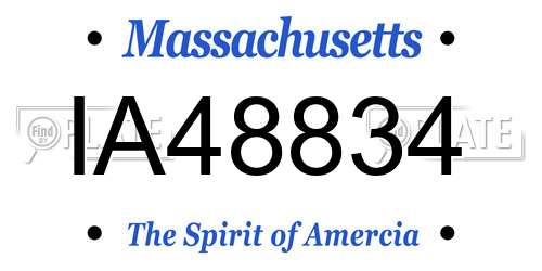 IA48834 Massachusetts License Plate
