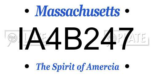 IA4B247 Massachusetts License Plate
