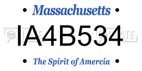 IA4B534 Massachusetts License Plate