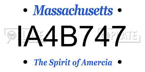 IA4B747 Massachusetts License Plate
