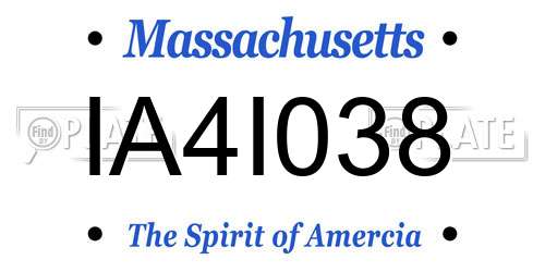 IA4I038 Massachusetts License Plate