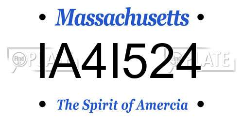 IA4I524 Massachusetts License Plate