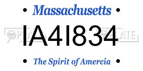IA4I834 Massachusetts License Plate