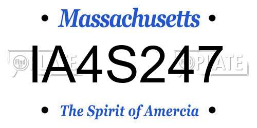 IA4S247 Massachusetts License Plate