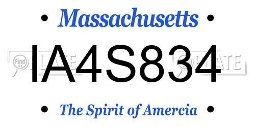 IA4S834 Massachusetts License Plate