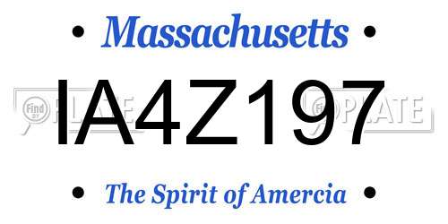 IA4Z197 Massachusetts License Plate