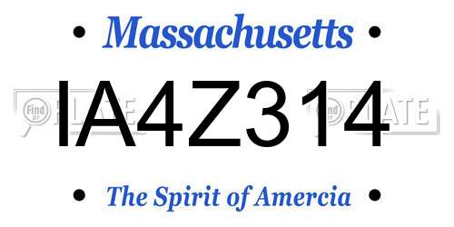 IA4Z314 Massachusetts License Plate