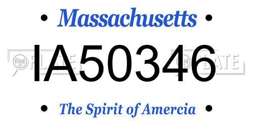 IA50346 Massachusetts License Plate