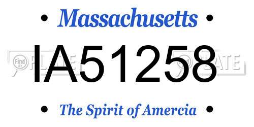 IA51258 Massachusetts License Plate