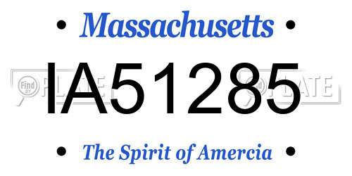 IA51285 Massachusetts License Plate