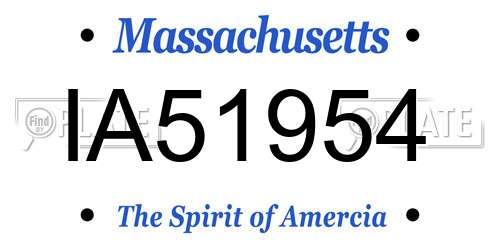 IA51954 Massachusetts License Plate