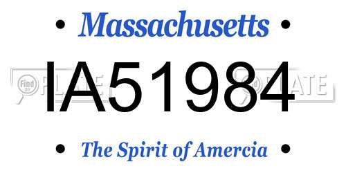 IA51984 Massachusetts License Plate