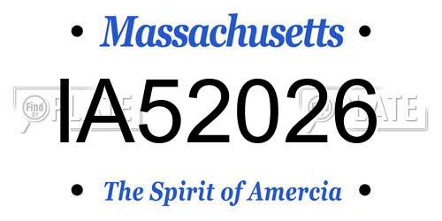 IA52026 Massachusetts License Plate