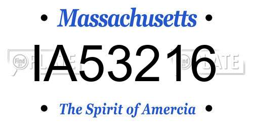 IA53216 Massachusetts License Plate