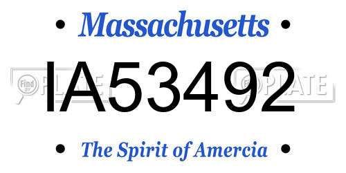 IA53492 Massachusetts License Plate