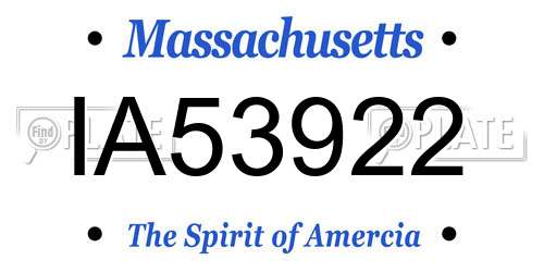 IA53922 Massachusetts License Plate