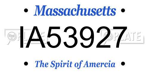IA53927 Massachusetts License Plate