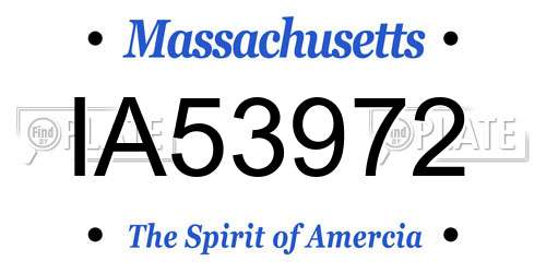 IA53972 Massachusetts License Plate