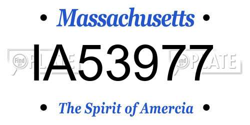 IA53977 Massachusetts License Plate