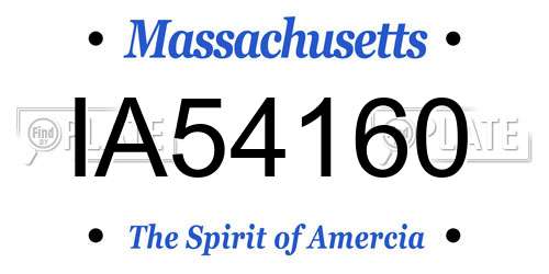 IA54160 Massachusetts License Plate
