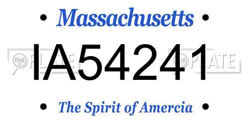 IA54241 Massachusetts License Plate