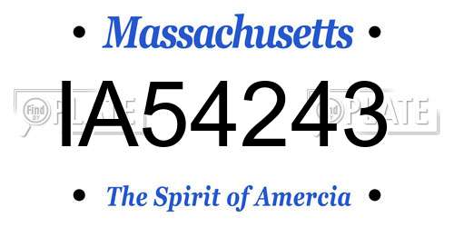 IA54243 Massachusetts License Plate