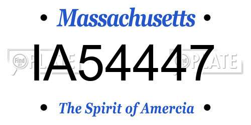 IA54447 Massachusetts License Plate