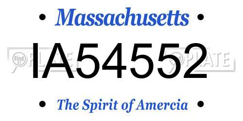 IA54552 Massachusetts License Plate