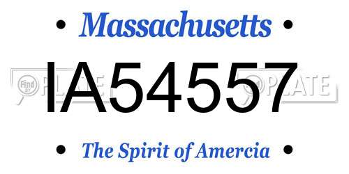 IA54557 Massachusetts License Plate