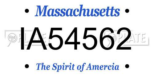 IA54562 Massachusetts License Plate