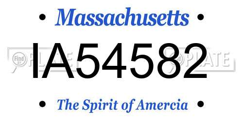 IA54582 Massachusetts License Plate