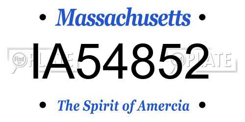 IA54852 Massachusetts License Plate