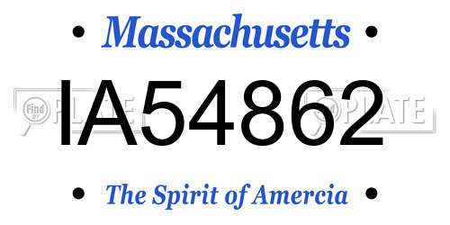 IA54862 Massachusetts License Plate