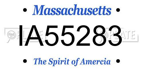 IA55283 Massachusetts License Plate