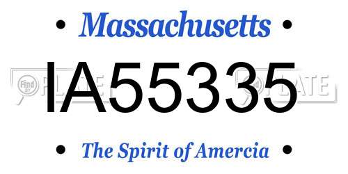 IA55335 Massachusetts License Plate