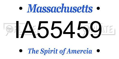 IA55459 Massachusetts License Plate