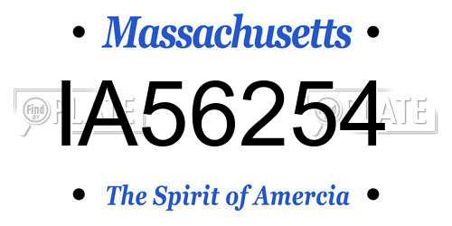 IA56254 Massachusetts License Plate