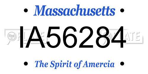 IA56284 Massachusetts License Plate