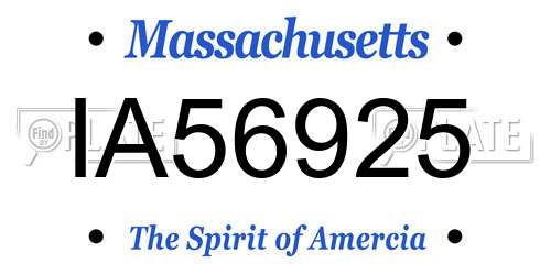 IA56925 Massachusetts License Plate