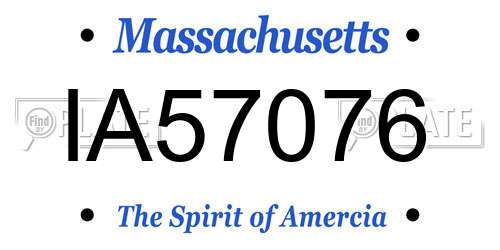 IA57076 Massachusetts License Plate