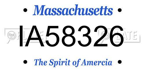 IA58326 Massachusetts License Plate