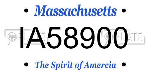 IA58900 Massachusetts License Plate