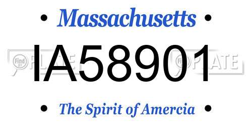 IA58901 Massachusetts License Plate
