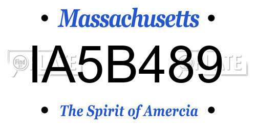 IA5B489 Massachusetts License Plate