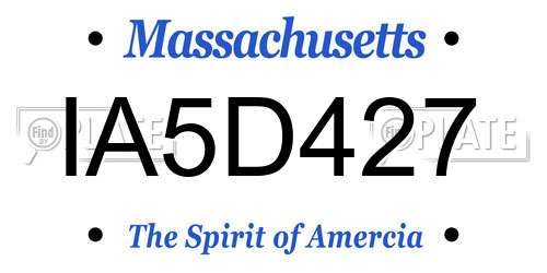IA5D427 Massachusetts License Plate